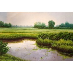 Aqiq Ahsan, 30 x 44 Inch, Oil on Canvas,  Landscape Painting, AC-AQA-005